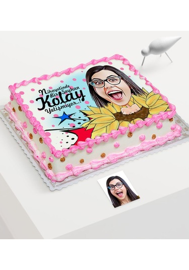 Kişiye Özel Bayan Karikatür Baskılı Yaş Pasta Için Yenilebilir Şe (367084013)
