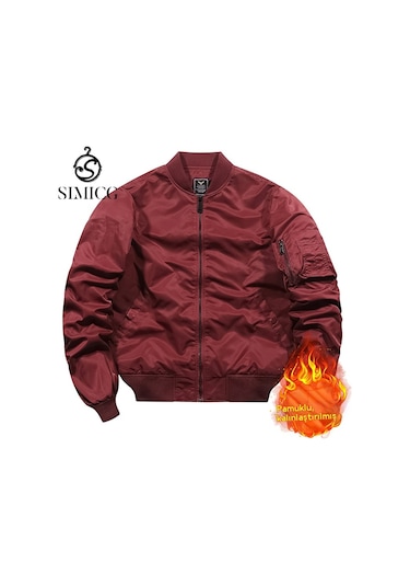 Pamuklu Dolgulu Erkek Bomber Ceket Kırmızı