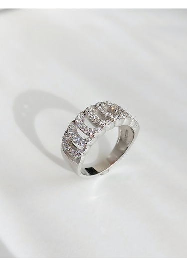 Keskin Gümüş Gurmet Tasarım Yarım Tur Su Yolu Kadın Yüzük No.12