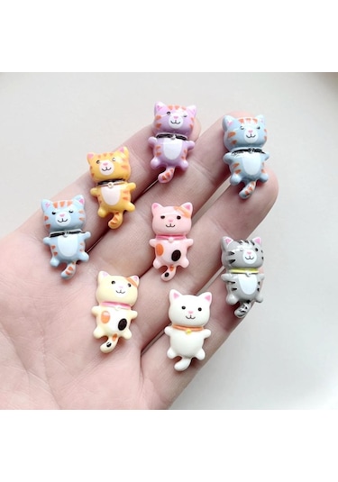 Mor 10 Adet Randommixed Sevimli Kedi Reçine Düz Arka Dekoratif Karalama Defteri Dıy Telefon Kılıfı Saç Dekorasyon Reçine Aksesuarları