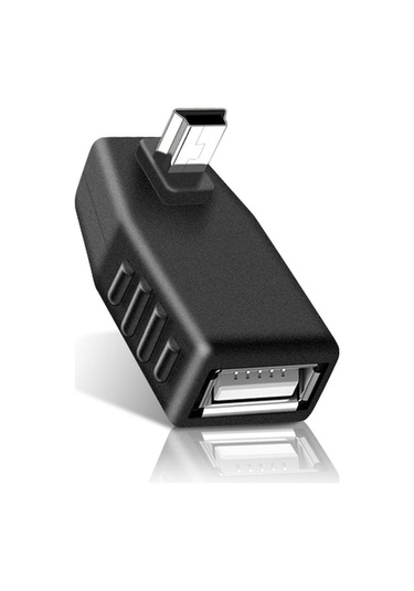 Rogfer 90 Derece Aşağı Açılı Mini Usb Erkek - Usb 2.0 Af Adaptörü Siyah