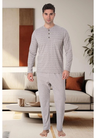 Mecit 22759 Kahverengi Şardonlu Kışlık Büyük Beden Erkek Pijama Takımı Kahverengi
