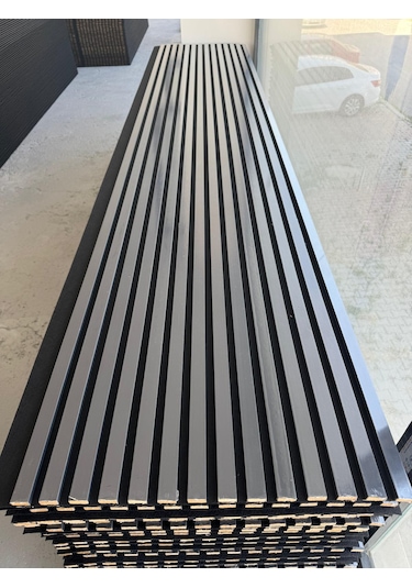 Akustik Ahşap Duvar Paneli Lambiri Antrasit 60 280 Cm