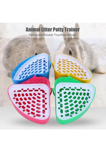 Geekyou Küçük Hayvanlar İçin Üçgen Tuvalet Eğitici - Kuru Temiz Kafes, Kanatlı Kilitli, Kolay Temizlenir, Tavşan, Chinchilla, Gine Pig İçin