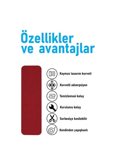 Halifleks Yapışkan Tabanlı Merdiven Basamak Paspası Rip Halı Kaymaz Tabanlı - Bordo Null