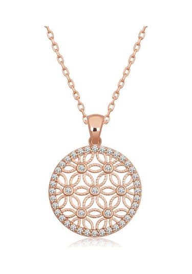 925 Ayar Gümüş Beyaz Taşlı Yaşam Çiçeği Kadın Gümüş Kolye (551560356)