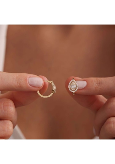 Sembol Gold Altın Damla Baget Küpe 1.5 Cm