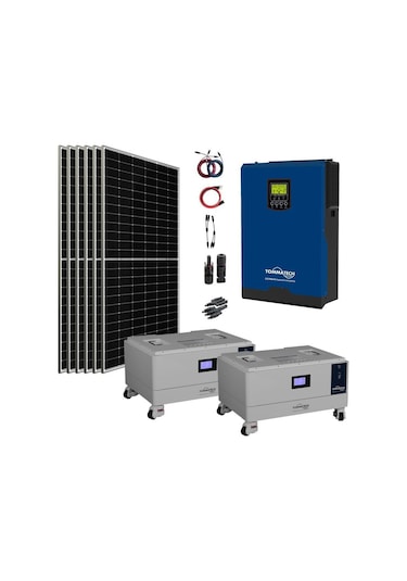 20.000 Watt Büyük Bağ Evi Solar Paketi 550w Güneş Paneli 5kw İnverter 10kw Lityum Akü