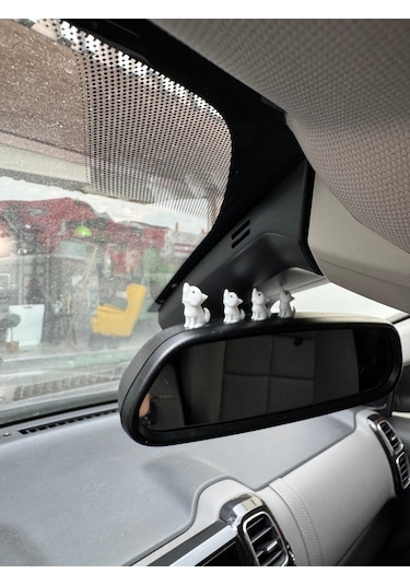 4 Parça Sevimli Kurt Ailesi Dikiz Aynası Süsü - Ayna Süsü Araba Süsü Torpido Süsü Oto Aksesuar