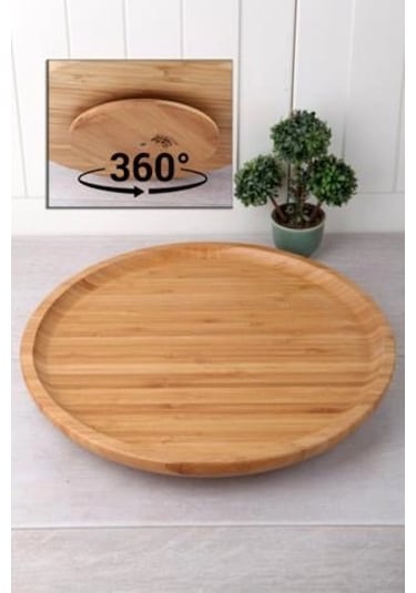 Balsa Dönerli Bambu Servis Tabağı Kahverengi
