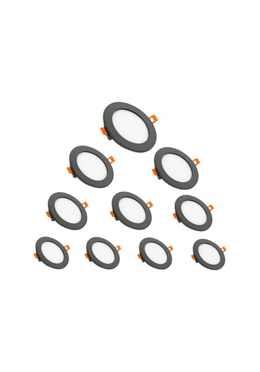 Maxled 10 Adet 6w Siyah Slim Led Panel 6500k Beyaz Mx-1018 Siyah Kasa