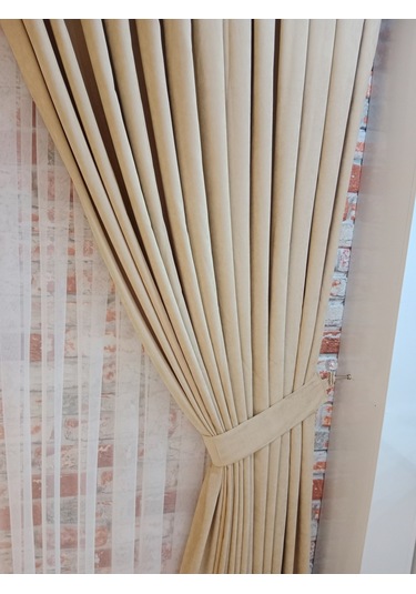 Vizyon Renk Fon Kadife Perde Çift Kanat 1/3 Sık Pileli Dikim V-06 Vizyon