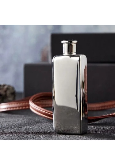 Lemestar 90ml Paslanmaz Çelik Şık Gümüş Renkli Seyahat İçin Pratik İçki Şişesi Gümüş