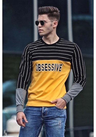 Madmext Baskılı Sarı Sweatshirt 4184 Sarı