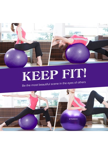 Yaozixa 330lb Yük Taşıma Kabiliyetli 2mm Kalınlaşmış Pvc Anti-patla Yoga Topu, Ev/gimnastik İçin, Hava Pompası İle, Mavi, 55cm