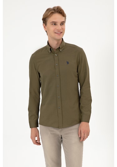 U.s. Polo Assn. Erkek Haki Gömlek Basic 50316723-vr027 Haki