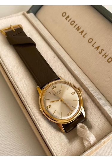 GUB Glashütte 03758 Altın Kaplama Vintage Kurmalı Kol Saati 36 MM