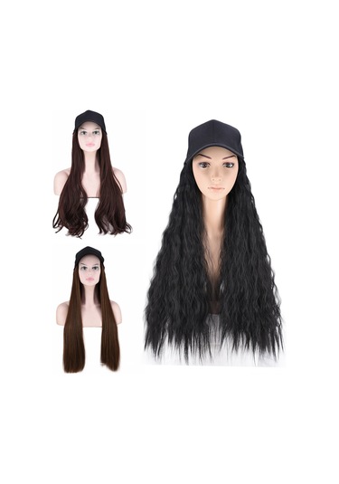 Vkemall Doğal Dalgalı Peruklu Şapka - Pratik Ve Sağlıklı Saç Stili, Açık Kahverengi