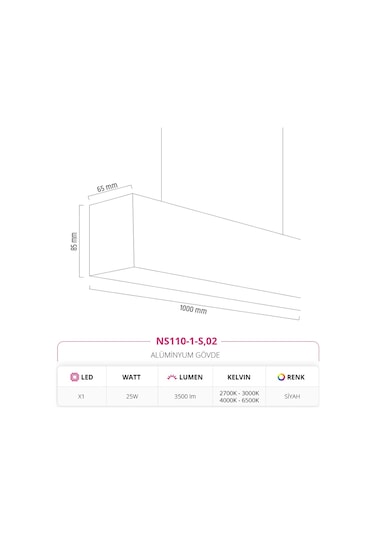 Nevo 100 Cm Linear Sarkıt Ns110-1-S,02