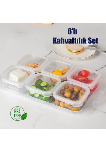 Porsima 2043 Tepsili 6 Bölmeli Kahvaltılık Kahvaltı Seti Şeffaf