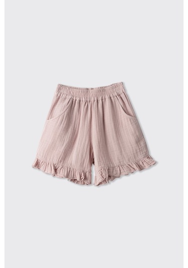 Panço Kız Çocuk Yumuşak Dokulu Müslin Şort Mavi Pembe