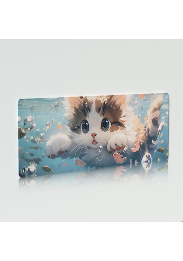 Geeksen Sevimli Kedi Desenli Büyük Boy Anti-kayar Ofis Ve Oyun Mouse Pad 60x30cm