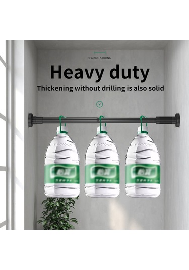 Qingmipy Stainless Steel Yeşil Uzayabilir Örtü Çubuğu - Duş Perdesi, Giysi Kurutma, 110-200cm, Delmezsiz Montaj Siyah