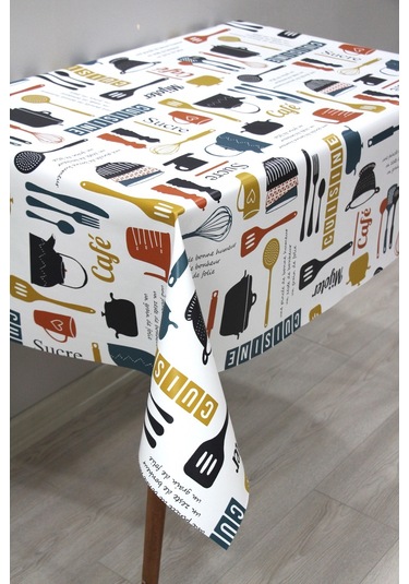Astarlı Silinebilir Pvc Muşamba Masa Örtüsü 8276-1-beyaz