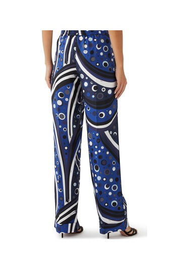 Pucci Şık Ipek Twill Pantolon Navy Multi
