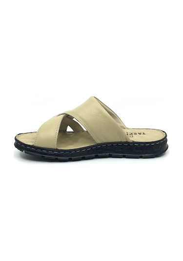 Taşpınar %100 Hakiki Deri Ortopedik Erkek Yazlık Rahat Bej Terlik 40-45 Bej