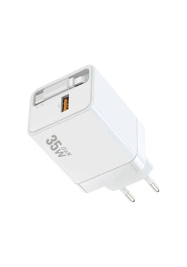 Motion003 35w Pd Pps Hızlı Duvar Şarj Cihazı 1 Adet Mavi Adaptör 70cm Entegre Kablo 2li 1 Arada Telefon Şarj Cihazı Usb Blok Avrupa Fişi