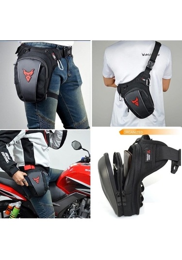 Pazly Pratik Motosiklet Bacak Çantası Kırmızı Logo - Şık Yolculuk Ekipmanı