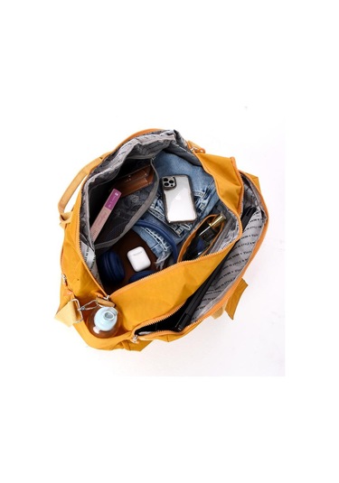 Seyehat Spor Çantası Kabin Boy Valiz 45 35 Cm Omuz Ve Çapraz Askılı Hafif Klinkır Çanta Su İtici Sarı