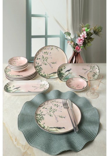 Keramika Pink Woods Kahvaltı Takımı 12 Parça 6 Kişilik 22639-41 Çok Renkli