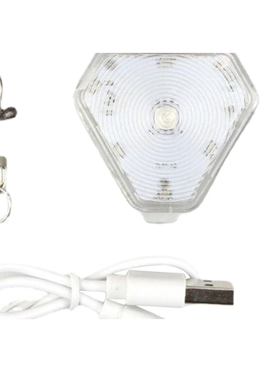 Homyl Köpek Tasması Gece Işığı Led Klipsli Etiket 3 Mod Beyaz