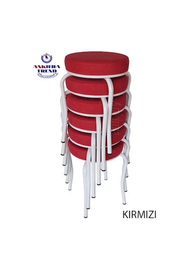 Tabure (Beyaz Ayaklı) ((6 Adet)-Mutfak Balkon Tabur...