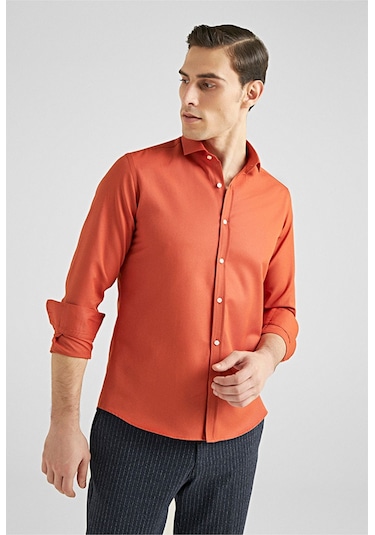 D's Damat Erkek Gömlek Slim Fit Turuncu Renk 6EF02ORT00288 Turuncu