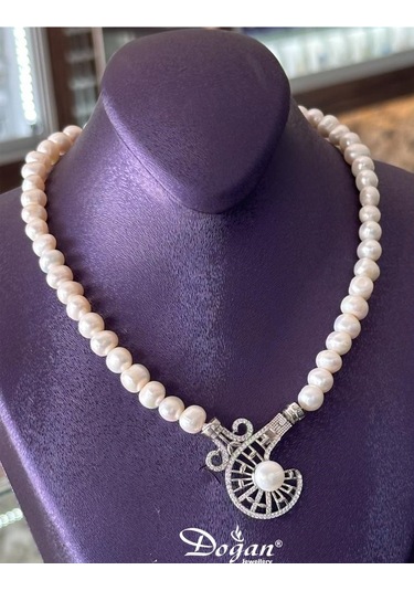 Doğan Silver 925 Ayar Gümüş Madalyon İncili Kolye Dgn21590