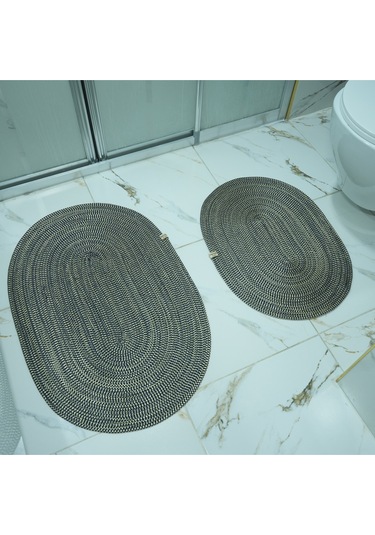 Zengin Supla 2'li Banyo Paspas Set Sarı - Lacivert
