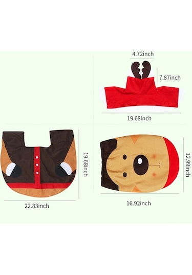 Fortunelane Noel Banyo Seti: Bodrum Battaniyesi + Tuvalet Kapağı Kılıfı + Tank Bezi - Yumuşak Kumaş, Kaymaz, Yeniden Kullanılabi Diğer