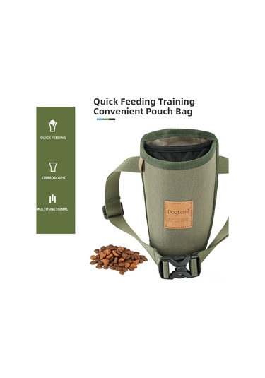 Geeksen Köpek Eğitim Atıştırmalık Çantası - Dışarıda Taşınabilir, Polyester Materyal, Asker Yeşili, 12x9x18cm