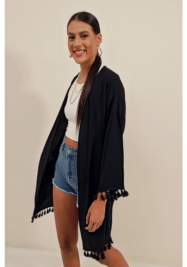 5833 Fırfırlı Kimonıo - Siyah 5833bgd19-001-12277 001