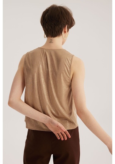 Stella Pulvis Bej Degaje Yaka Bluz Bej