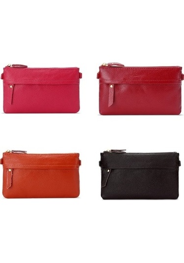 Bayanlar Tek Omuz Çapraz Cep Telefonu Bozuk Para Cüzdanı Koyu Kırmızı Koyu Kırmızı
