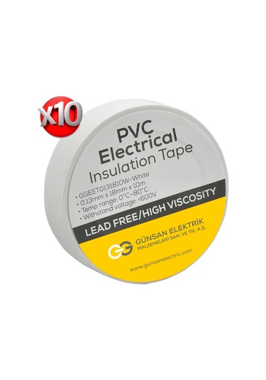 Valta 0.13mmx18mmx10m Elekrik İzolasyon Bandı Beyaz - 10lu Paket