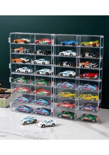 Kangvka 8 Bölmeli Transparan Abs Plastik Araba Modeli Depolama Kutusu - Çocuk Odası Malzeme Düzenleyici Şeffaf