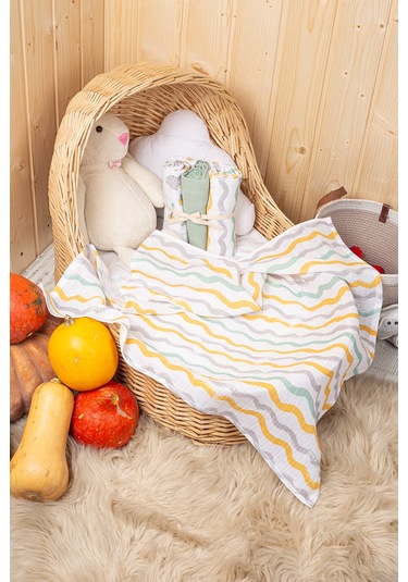 Luckka 3'lü Çok Amaçlı Müslin Örtü Seti - 75x75 Cm - Ztc200 Yeşil Yeşil