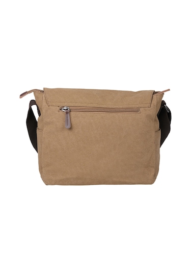 Bagacar Kanvas Kumaş Laptop Bölmeli Unisex Çapraz Çanta Bej