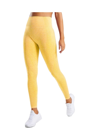 Symbee Kadınlar İçin Sarı Yoga Eğitimi Taytları - Geniş Baskılı Bel Ve Dar Kesim - Esnek Nilon Malzeme - Spor Ve Günlük Kullanıma Uygun Sarı