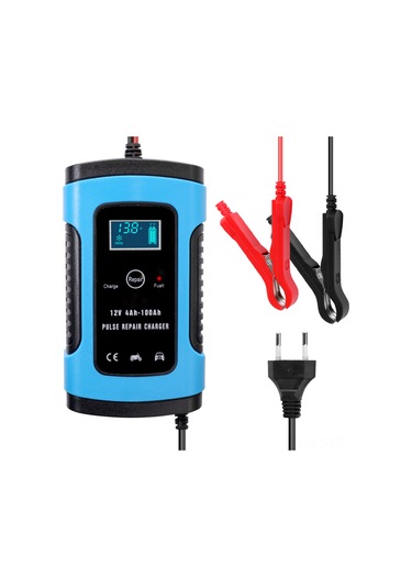 Symbee 12v 6a Akıllı Akü Şarj Cihazı, Tam Otomatik, Pil Onarımı, Soğutma Fanlı, Lityum Dışında Akü Tipleri İçin, Mavi, Avrupa Standartı